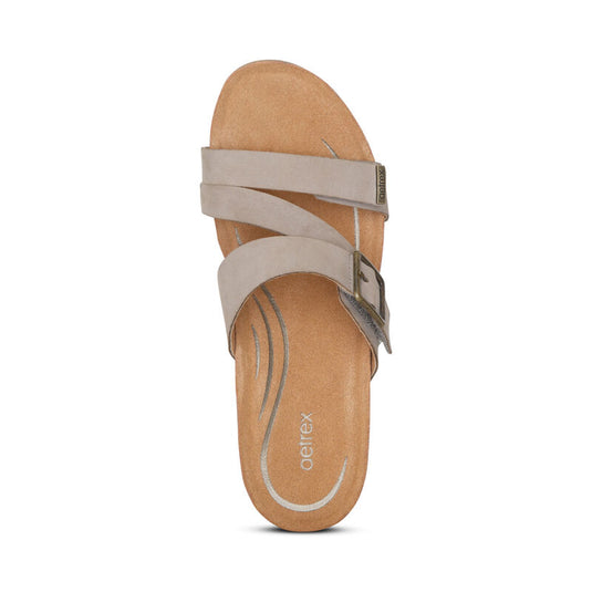Aetrex Women's Kimmy Arch Support Wedge Sandal Taupe Aetrex Women's Kimmy Arch Support Wedge Sandal Taupe