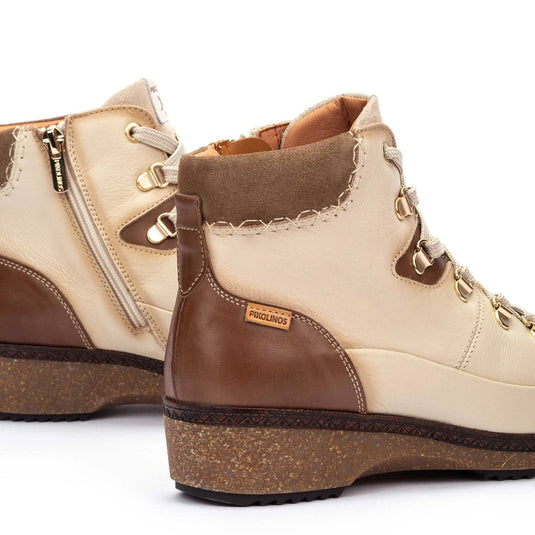 Pikolinos women's GRANADA W0W-8676 lace and zip fastening ankle boots  Marfil Pikolinos women's GRANADA W0W-8676 lace and zip fastening ankle boots  Marfil
