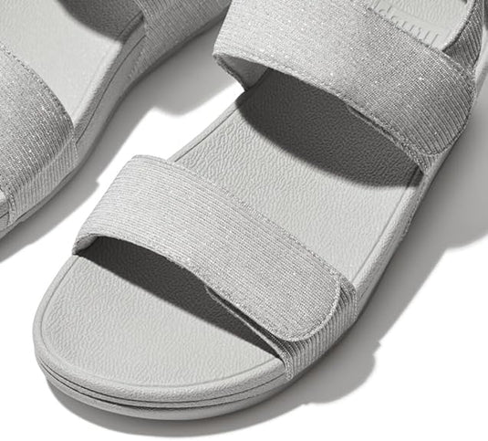 Fitflop Women's LULU Adjustable SHIMMERLUX Back Strap Sandal Silver Fitflop Women's LULU Adjustable SHIMMERLUX Back Strap Sandal Silver
