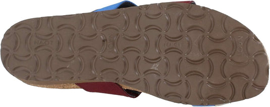 Naot Women's Frankie Slide Sandals Satin Gold Lthr/Royal Blue Stretch/Bordeaux Patina Elastic