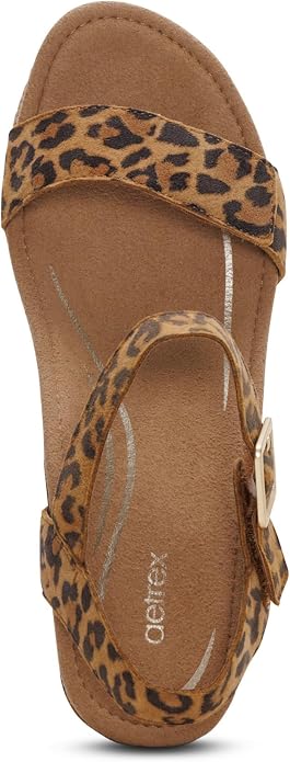 Aetrex Women's Sydney Quarter Strap Espadrille Wedge - Leopard Aetrex Women's Sydney Quarter Strap Espadrille Wedge - Leopard