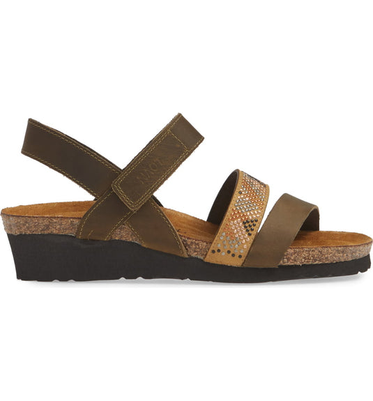 Naot Women's Gwyneth Sandals Vintage Pine Leather/Camel Combo Naot Women's Gwyneth Sandals Vintage Pine Leather/Camel Combo