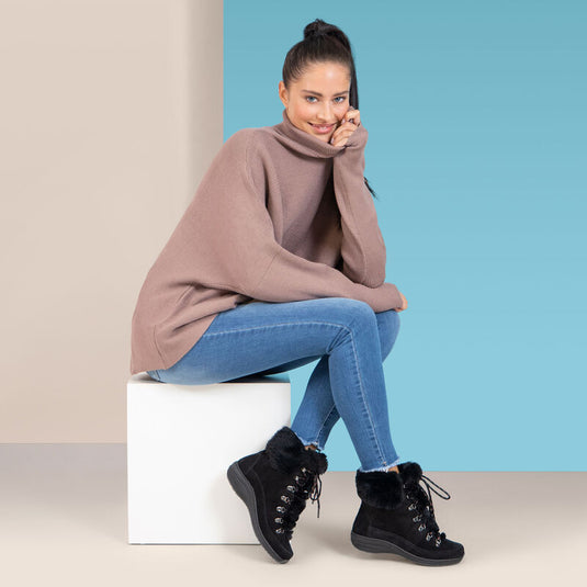 Aetrex Jodie Fur Arch Support Waterproof Winter Boot Black Aetrex Jodie Fur Arch Support Waterproof Winter Boot Black
