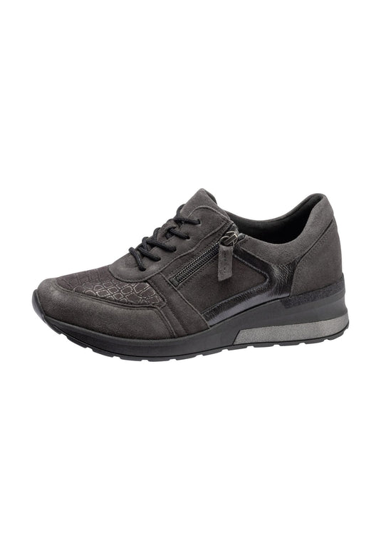 Waldlaufer Women's H-Clara Lace up Sneaker Carbon
