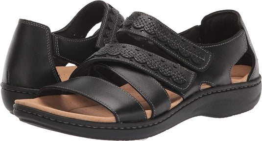 Clarks Women's Laurieannholly Sandals Black Leather Clarks Women's Laurieannholly Sandals Black Leather