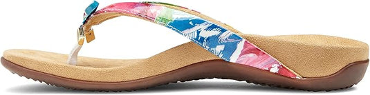 Vionic Women's Bella Toe Post Sandal White Floral