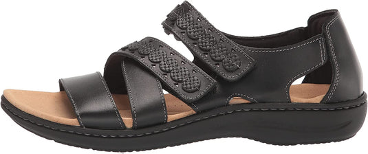 Clarks Women's Laurieannholly Sandals Black Leather Clarks Women's Laurieannholly Sandals Black Leather