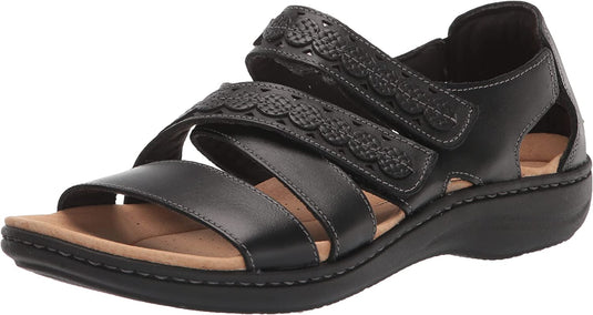 Clarks Women's Laurieannholly Sandals Black Leather Clarks Women's Laurieannholly Sandals Black Leather