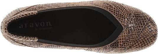 Aravon Women's Patsy-ar Pumps Taupe Snake Aravon Women's Patsy-ar Pumps Taupe Snake