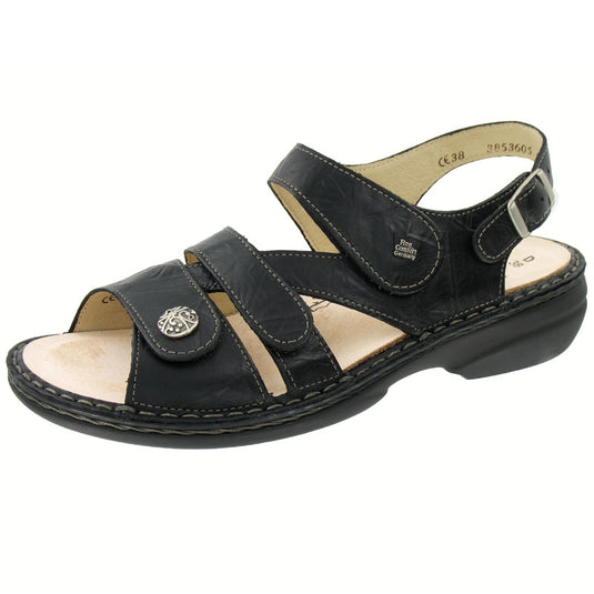 Finn Comfort Women's Gomera Soft Sandals Black Plisse Finn Comfort Women's Gomera Soft Sandals Black Plisse