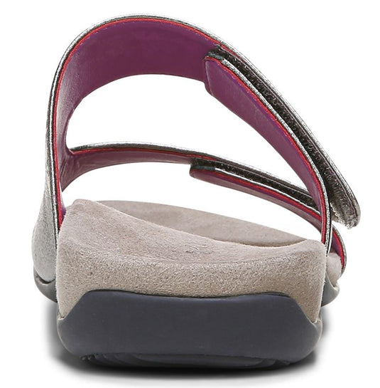 Vionic Women's Nakia Adjustable Slide Sandals Pewter Leather Metallic Vionic Women's Nakia Adjustable Slide Sandals Pewter Leather Metallic