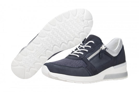 Waldlaufer Women's H-Clara Lace up Sneaker Marine Silver Waldlaufer Women's H-Clara Lace up Sneaker Marine Silver