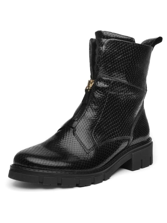 Ara Women's Deon| Dover Lug Sole Front & Inside Zip Boot Black Snake-Multi Ara Women's Deon| Dover Lug Sole Front & Inside Zip Boot Black Snake-Multi