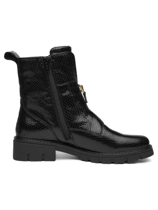 Ara Women's Deon| Dover Lug Sole Front & Inside Zip Boot Black Snake-Multi Ara Women's Deon| Dover Lug Sole Front & Inside Zip Boot Black Snake-Multi