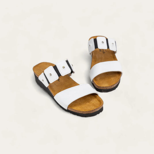 Naot Women's Ashley Slide Sandals White Leather Naot Women's Ashley Slide Sandals White Leather