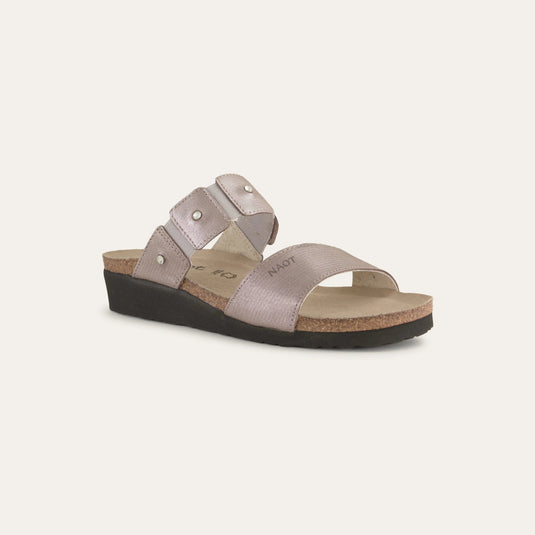 Naot Women's Ashley Slide Sandals Silver Threads Leather Naot Women's Ashley Slide Sandals Silver Threads Leather