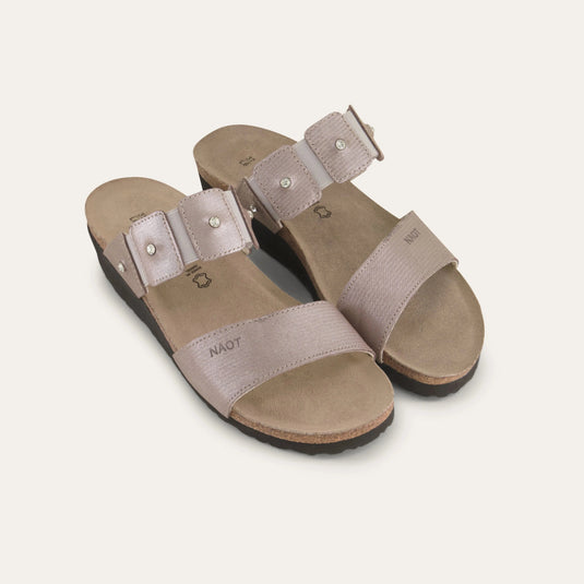 Naot Women's Ashley Slide Sandals Silver Threads Leather