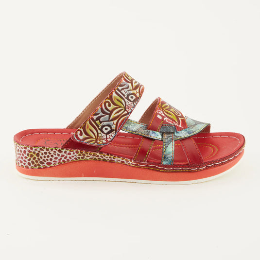 Spring Step L'Artiste Women's Caiman Slide Sandal Red Multi Spring Step L'Artiste Women's Caiman Slide Sandal Red Multi
