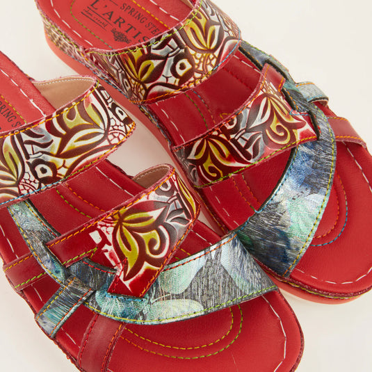 Spring Step L'Artiste Women's Caiman Slide Sandal Red Multi Spring Step L'Artiste Women's Caiman Slide Sandal Red Multi