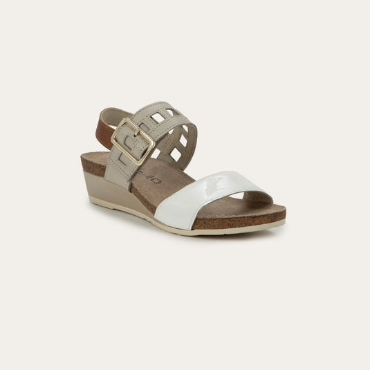 Naot Women's Dynasty Sandal Porcelain Patent/Ivory/Latte