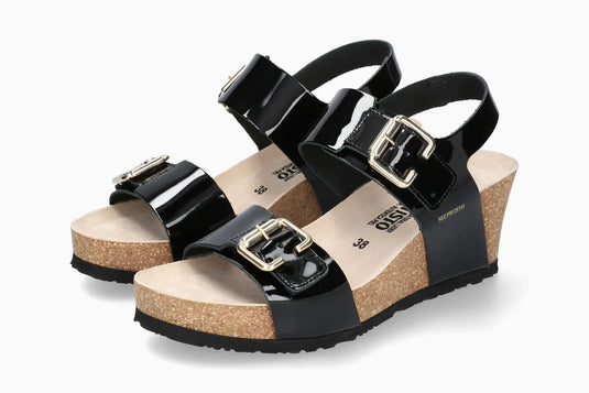 Mephisto Women's Lissandra Wedge Sandals Black Patent Mephisto Women's Lissandra Wedge Sandals Black Patent