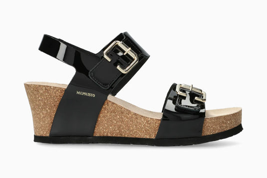 Mephisto Women's Lissandra Wedge Sandals Black Patent Mephisto Women's Lissandra Wedge Sandals Black Patent