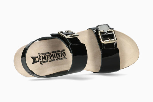 Mephisto Women's Lissandra Wedge Sandals Black Patent