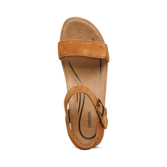 Aetrex Women's Sydney Quarter Strap Espadrille Wedge Cognac Aetrex Women's Sydney Quarter Strap Espadrille Wedge Cognac