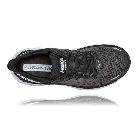 Hoka One One Men's Clifton 8 Sneaker Black & White Hoka One One Men's Clifton 8 Sneaker Black & White