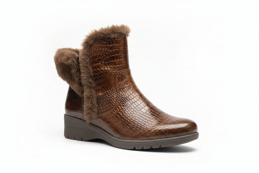 Piesanto Women's 225974 Wedge Boot Brown Croc Leather Piesanto Women's 225974 Wedge Boot Brown Croc Leather