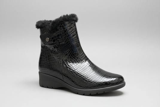 Piesanto Women's 225974 Wedge Boot Black Croc Leather Piesanto Women's 225974 Wedge Boot Black Croc Leather