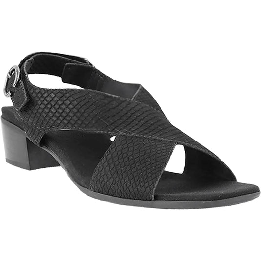 Munro Women's Jenny Sandals Black Lizard Print Nubuck