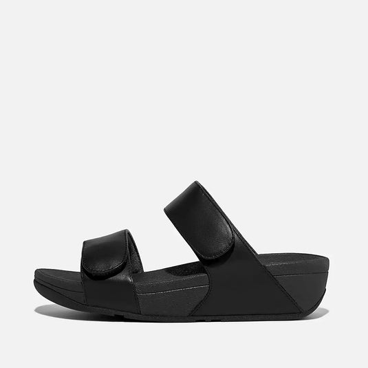 Fitflop Women's LULU Adjustable Leather Slides Black Fitflop Women's LULU Adjustable Leather Slides Black