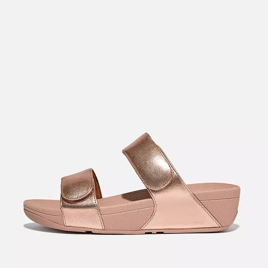 Fitflop Women's LULU Adjustable Leather Slides Rose Gold Fitflop Women's LULU Adjustable Leather Slides Rose Gold