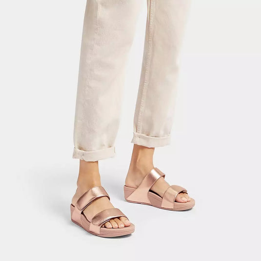 Fitflop Women's LULU Adjustable Leather Slides Rose Gold