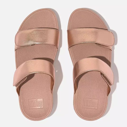 Fitflop Women's LULU Adjustable Leather Slides Rose Gold Fitflop Women's LULU Adjustable Leather Slides Rose Gold