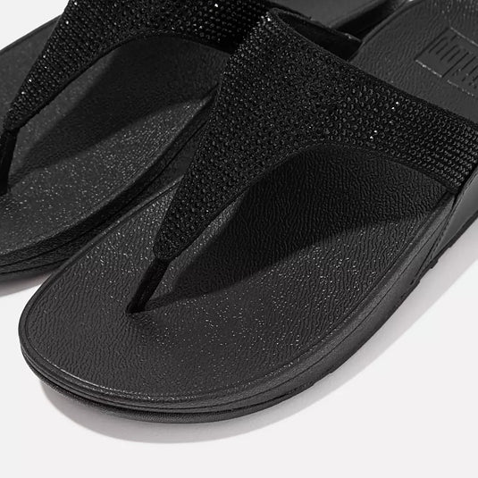 Fitflop Women's Lulu Crystal Embellished Toe-Post Sandals Black Fitflop Women's Lulu Crystal Embellished Toe-Post Sandals Black