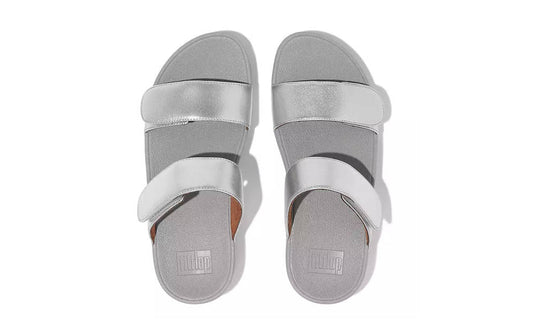 Fitflop Women's LULU Adjustable Leather Slides Silver