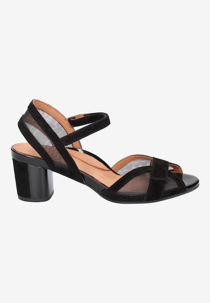 L`AMOUR DES PIEDS Women's Mahiya Ankle Strap Sandal Black Leather/ Mesh L`AMOUR DES PIEDS Women's Mahiya Ankle Strap Sandal Black Leather/ Mesh