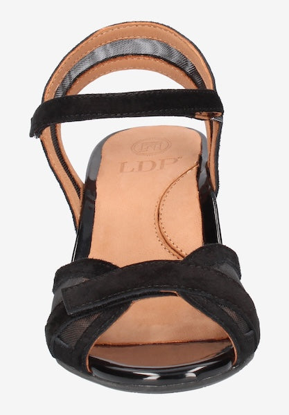 L`AMOUR DES PIEDS Women's Mahiya Ankle Strap Sandal Black Leather/ Mesh L`AMOUR DES PIEDS Women's Mahiya Ankle Strap Sandal Black Leather/ Mesh