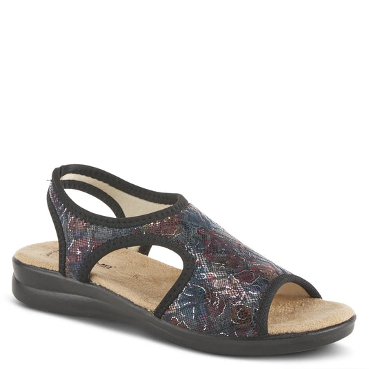 Spring Step Flexus Women's NYAMAN Sandals Black Floral Spring Step Flexus Women's NYAMAN Sandals Black Floral