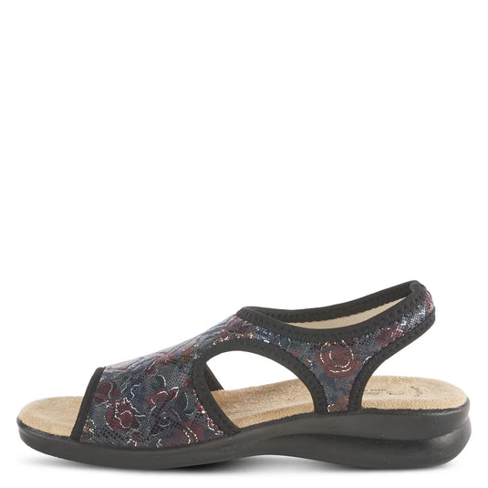 Spring Step Flexus Women's NYAMAN Sandals Black Floral