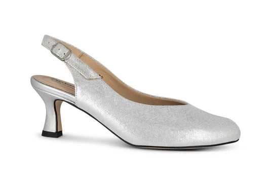 Piesanto Women's  240230 Slingback Kit Pump Pearl Metal Suede Piesanto Women's  240230 Slingback Kit Pump Pearl Metal Suede