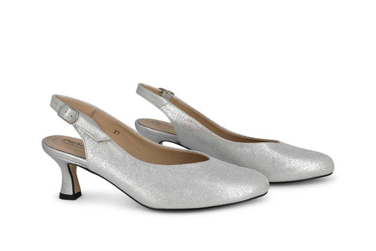 Piesanto Women's  240230 Slingback Kit Pump Pearl Metal Suede