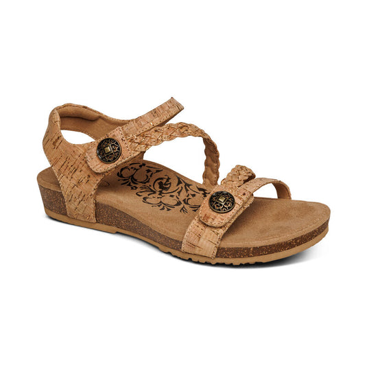 Aetrex Women's Jillian Braided Quarter Strap Sandal Cork Aetrex Women's Jillian Braided Quarter Strap Sandal Cork