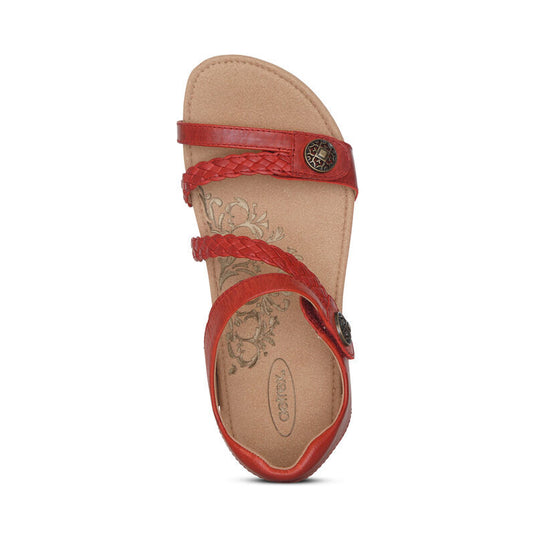 Aetrex Women's Jillian Braided Quarter Strap Sandal Red Aetrex Women's Jillian Braided Quarter Strap Sandal Red