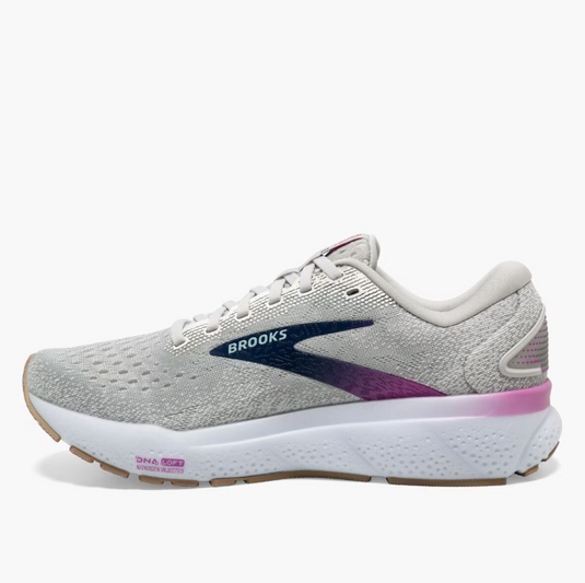 Brooks Women's Ghost 16 Sneaker White/Grey/Estate Blue