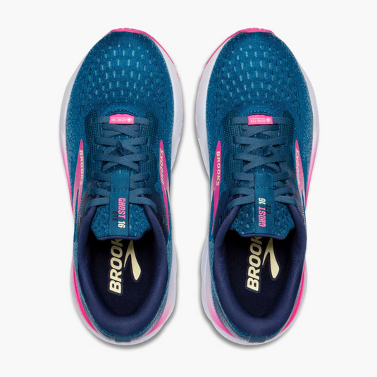 Brooks Women's Ghost 16 GTX Waterproof Sneaker Moroccan Blue/Pink/Yellow Brooks Women's Ghost 16 GTX Waterproof Sneaker Moroccan Blue/Pink/Yellow