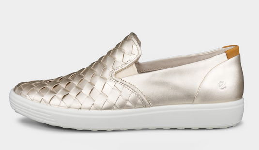 Ecco Women's Soft 7 Woven Slip-On Pure White Gold