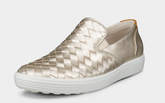 Ecco Women's Soft 7 Woven Slip-On Pure White Gold Ecco Women's Soft 7 Woven Slip-On Pure White Gold